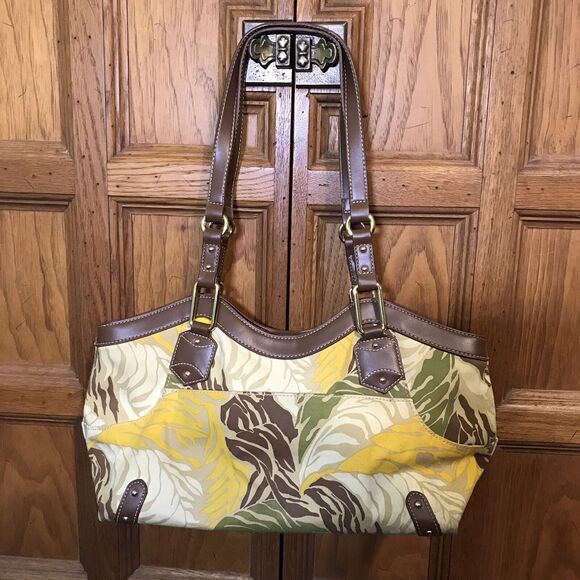 EITENNE AIGNER Sayville Collection Hobo Tote Tropical Canvas Purse Shoulder Bag - Picture 1 of 12